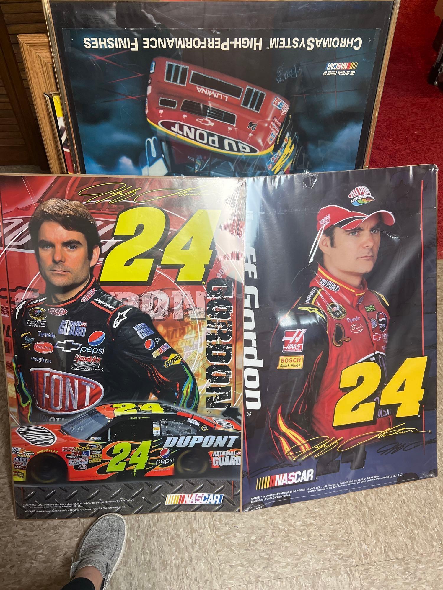 NASCAR posters Dale Earnhardt Junior, Jeff Gordon in basement