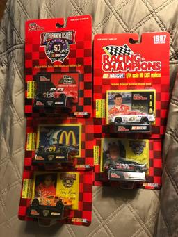 5- racing Champions 1/64 Nascar stock cars Dick Trickle-Michael Waltrip-Bill Elliott-Tony Raines