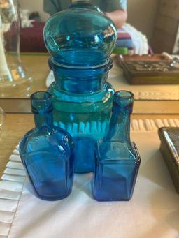 blue glass bottles B1