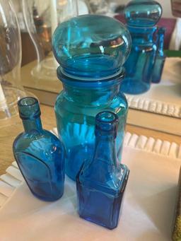 blue glass bottles B1