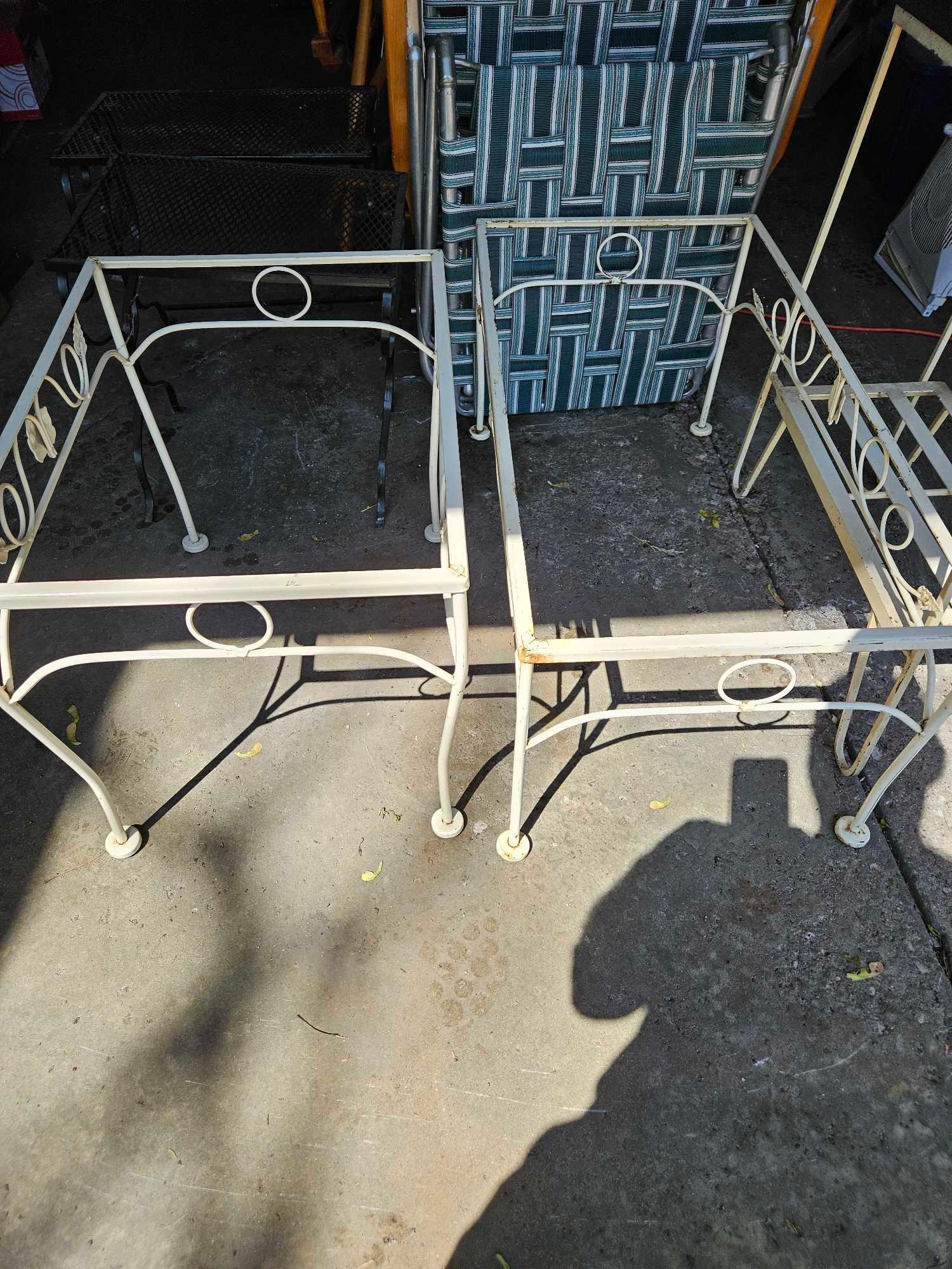 assorted outdoor furniture lot has glass tops