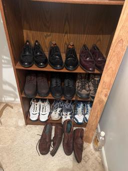 Bookcase with contents men?s size 12 shoes B3 closet