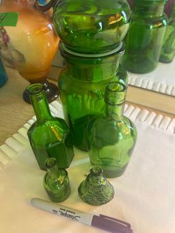 green glass bottles