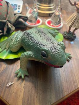Lot of assorted knickknacks, swans, frogs, and more