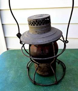 Red globe railroad lantern