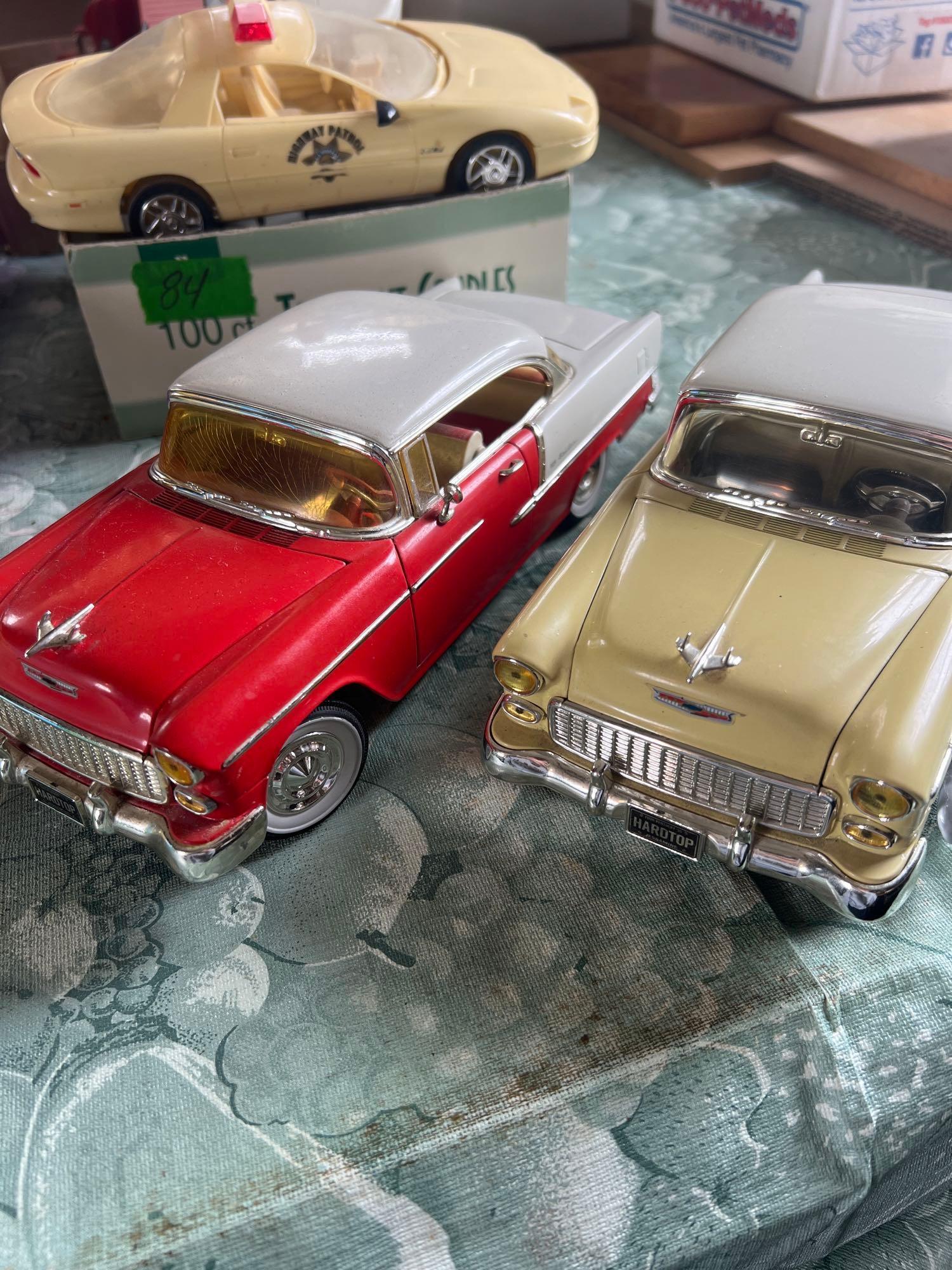 2- 1955 Chevrolet Diecast cars in kitchen 1/18 scale