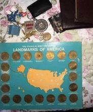 Franklin mint landmark of america coins/LOF items/wallet