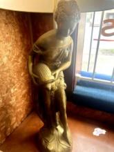 Large victorian woman statue lamp