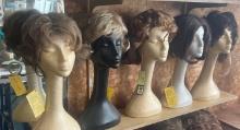 5- wigs and styrofoam heads