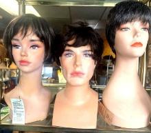 3 Wig with plastic Heads