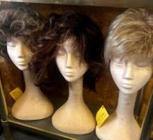 3- wigs with styrofoam heads