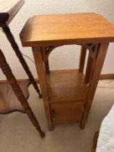 Vintage oak plant stand with door PICKUP IN MAUMEE