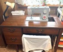 Singer Heavy Duty Sewing machine table and contents of sewing room