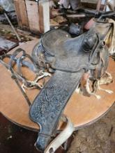 Horse saddle and bridle