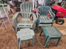 4 patio chairs with tables