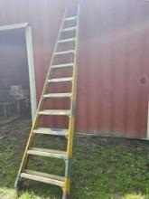Twelve foot aluminum ladder and wood extension ladder