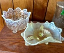 EAPG Antique Jewel & Flower Nothrwood White Bowl & Nothwood White White Tulip bowl