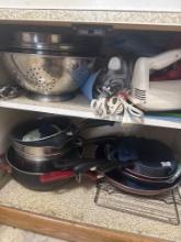 Contents of Kitchen Cabinets pots pans and more