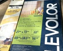 2- blinds 27 in x 72 in faux wood / 30 in x 64 in vinyl