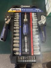 Kobalt 42 pc stubby tool set with shelf new