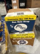 1/2 in box one hole straps/3/8 in/1/2 in NM cable connectors