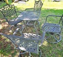 26 inch patio table with four swivel chairs