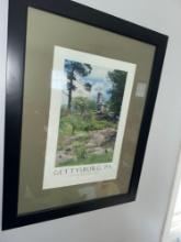 framed signed Gettysburg little round top