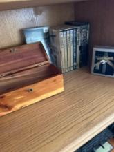Dvds /lane jewelry box/large wooden box