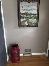 decorative wall tapestry milk jug and welcome sign