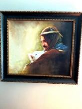 Framed Signed Mitchell Tolle Picture Sheep Shepherd FR