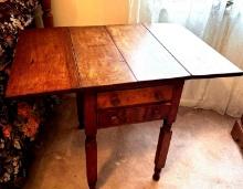 Antique New York Sheraton Two Drawer Dotp Leaf  B1