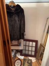 Contents of closet Fur coat window Rods Frames and more B1