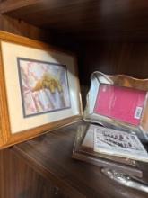 Shelf of Knick knacks mantle clock and more B2