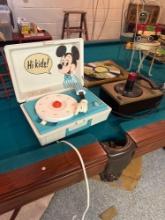 2- Record Players Mickey Mouse GE Record Player Basement