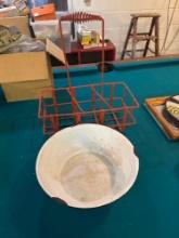 Vintage Metal Bottle Holder and wash bowl Basement