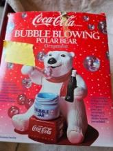 Coca cola bubble blowing polar bear ornament