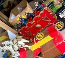 Kenton cast iron overland circus band horse drawn toy wagon