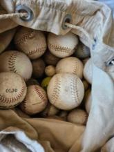 Bag of baseballs,softballs,and more