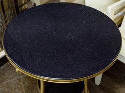 Round Black Marble and Brass Accent Table