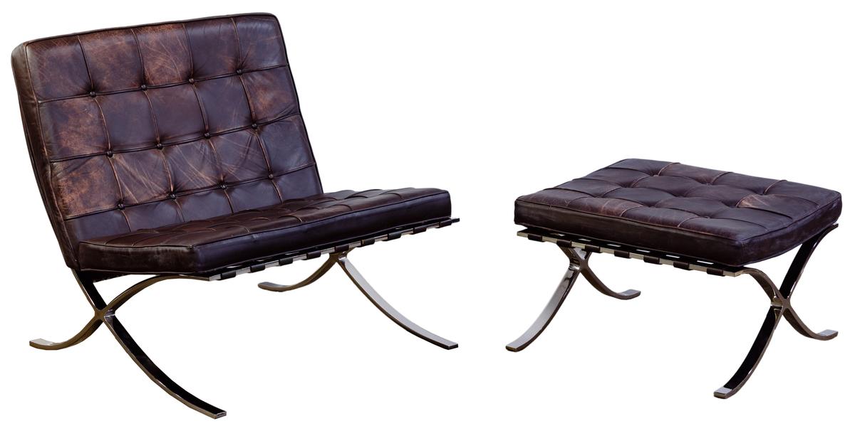 Mies van der Rohe for Knoll Barcelona Chair and Ottoman