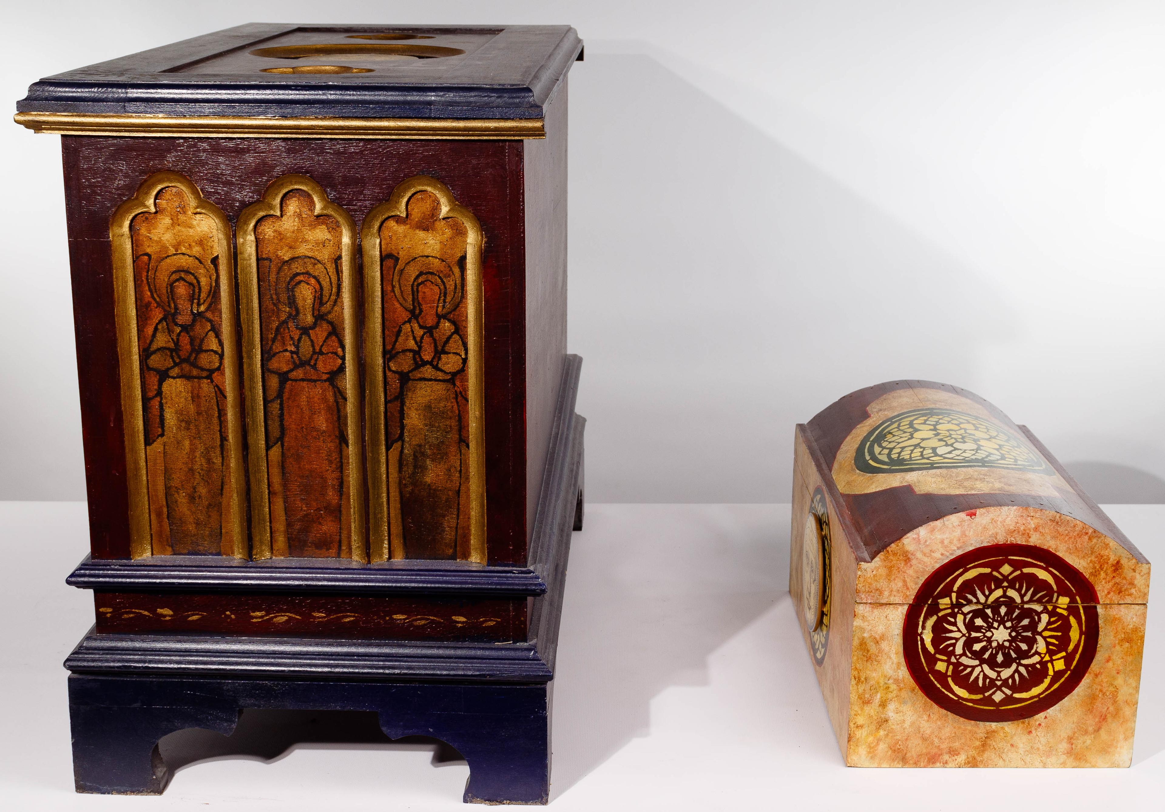 Gothic Revival Style Painted Chests