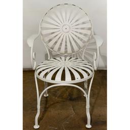 Francois Carre Style 'Sunburst' Wrought Iron Arm Chair