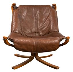 Danish Modern Leather Sling Chair