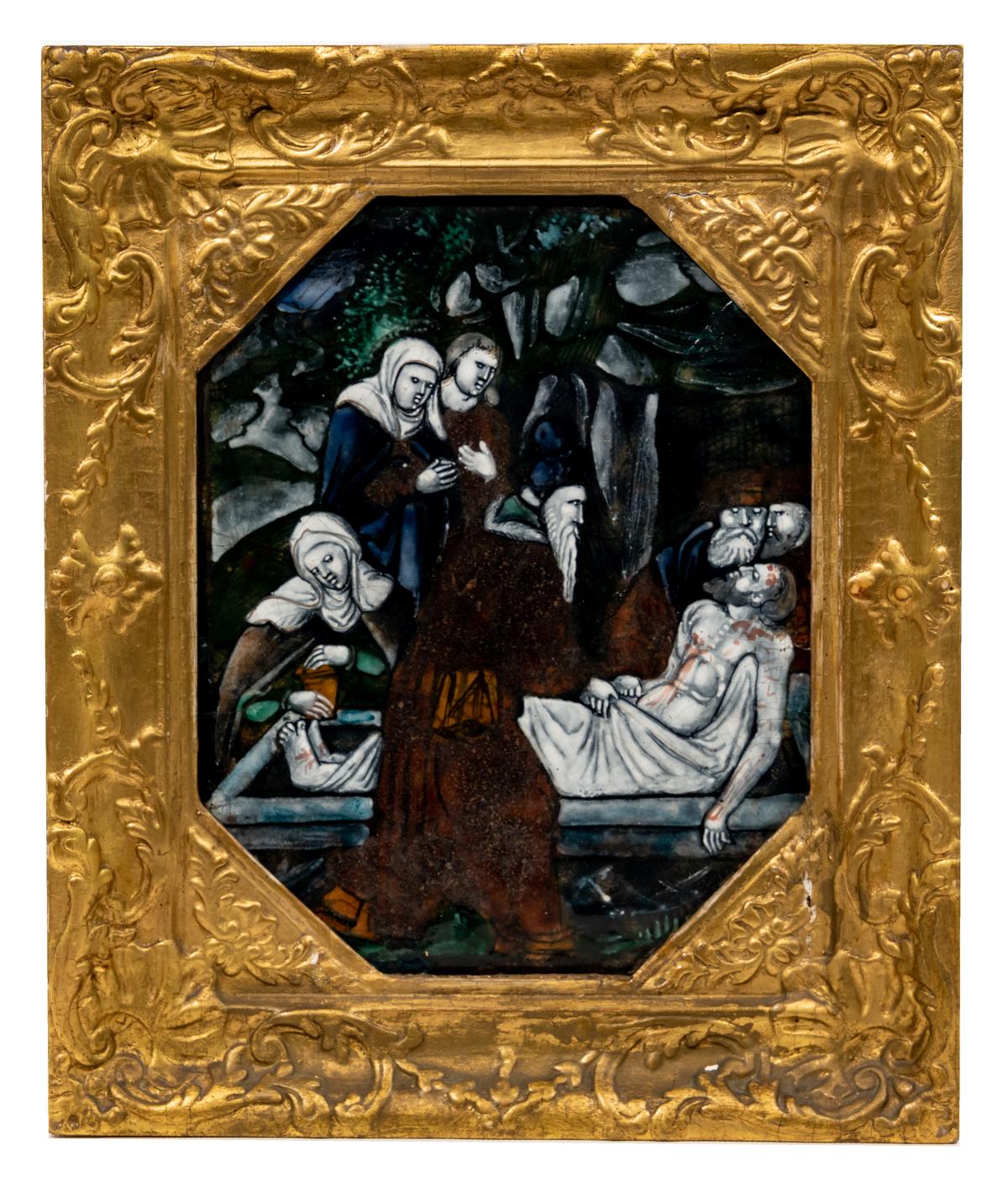 Limoges 'Entombment of Christ' Enamel Painted Plaque