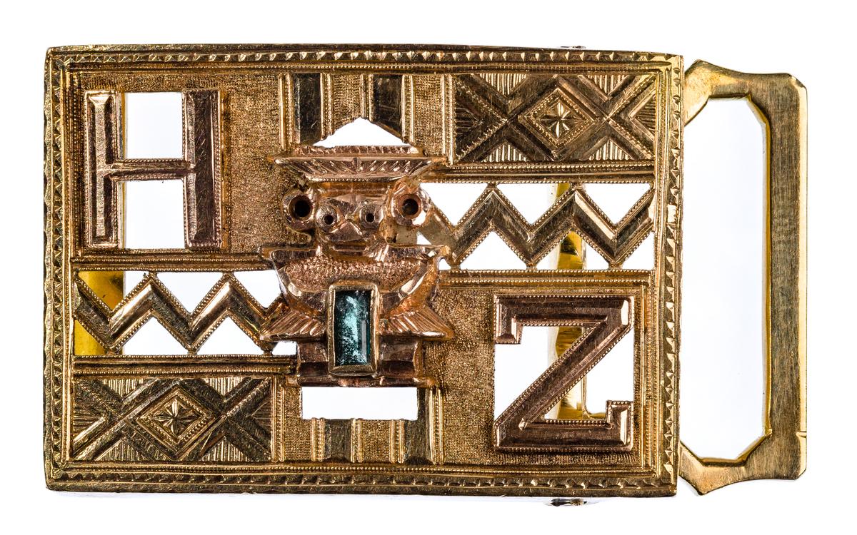 18k Yellow Gold and Emerald Belt Buckle