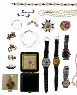Gold and Costume Wristwatch and Jewelry Assortment