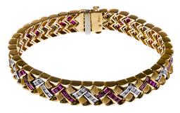 14k Yellow Gold, Ruby and Diamond Bracelet