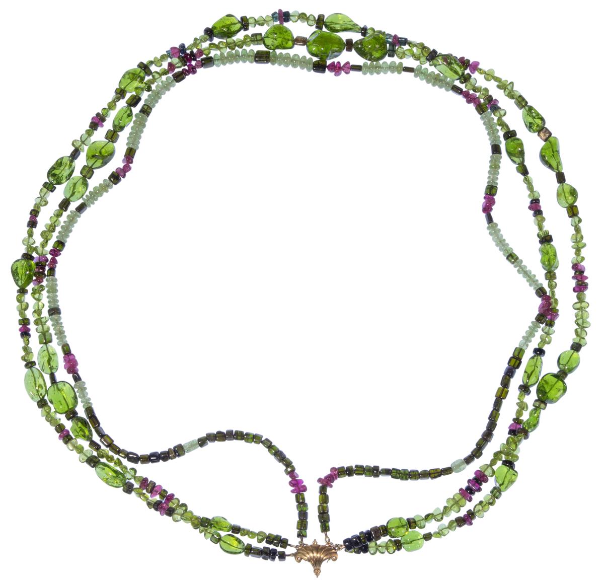 Paula Crevoshay 18k Yellow Gold and Gemstone Necklace