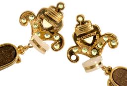 Paula Crevoshay 18k Yellow Gold and Gemstone Clip-on Earrings