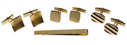 14k Yellow Gold Tie Clip and Cufflink Set Assortment